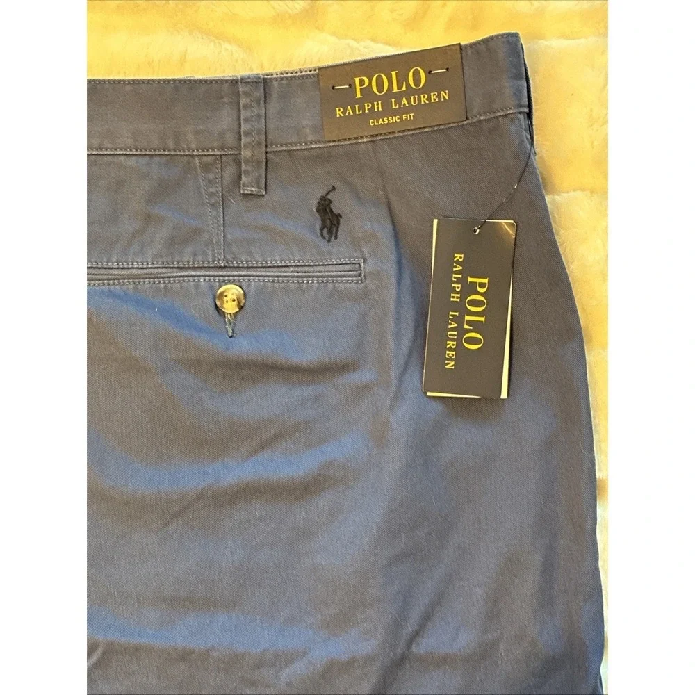 Polo Ralph Lauren Shorts Mens 44T Navy Classic Fit Chino Flat Front Cotton 11